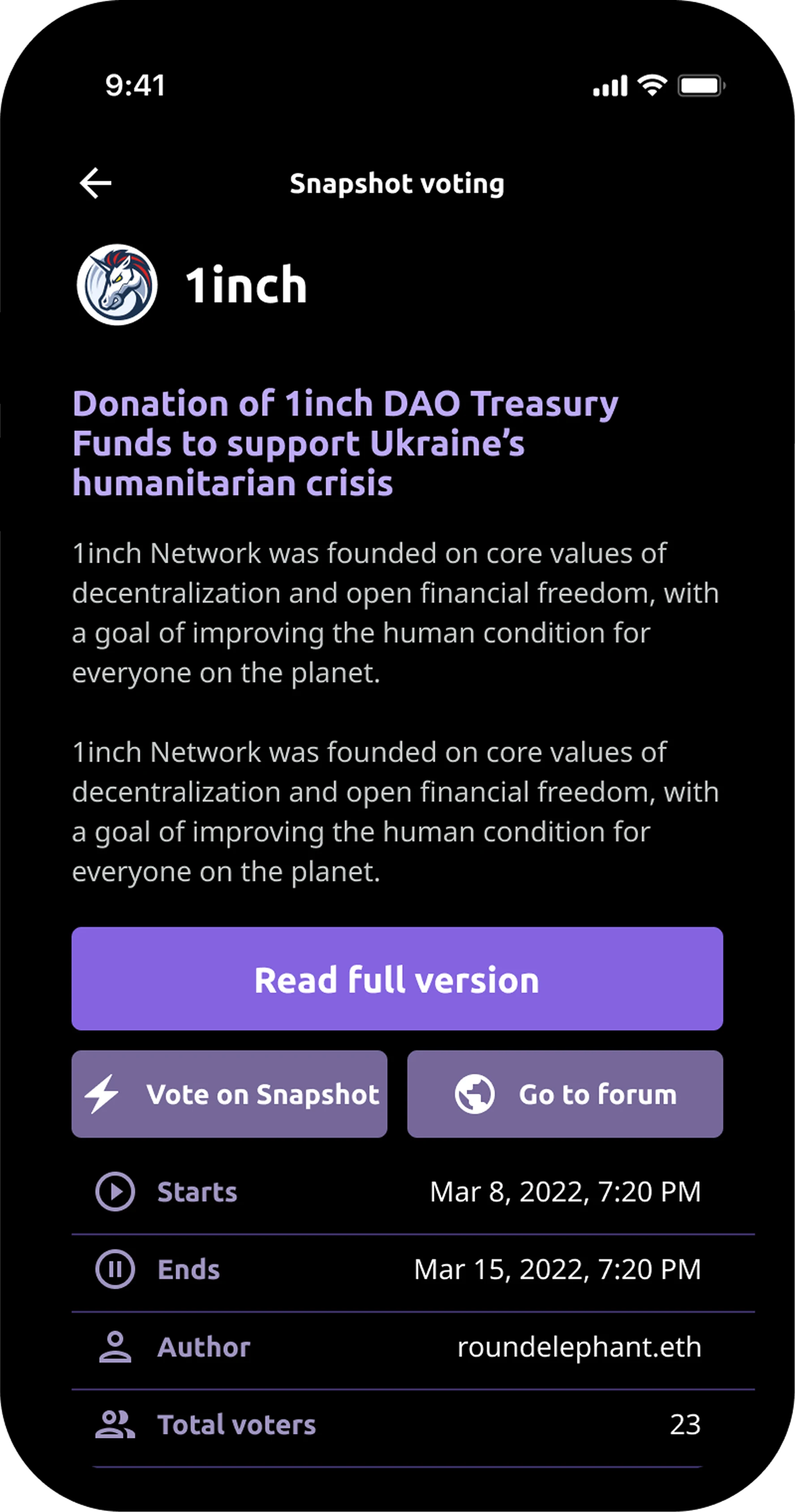 Snapshot voting detail